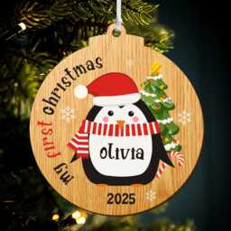 Personalised Babys First Christmas Bauble 2025 1st Baubles Xmas Tree Decorations With Any Name Wooden Hanging Ornaments Gift - thumbnail 3