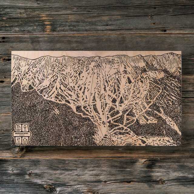 Bridger Bowl Montana Ski Trail Map - Engraved Wood Wall Art, Winter Cabin Decor, Snowboard Mountain Poster, Personalized Family Gift - image 1