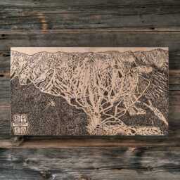 Bridger Bowl Montana Ski Trail Map - Engraved Wood Wall Art, Winter Cabin Decor, Snowboard Mountain Poster, Personalized Family Gift - thumbnail 1