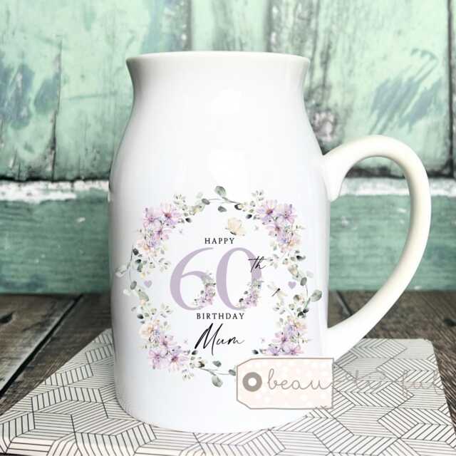 Personalised Gift Birthday Special Milestone 21 30 40 50 60 70 Any Age Floral Ceramic Small Vase Jug Mug Mum Friend Nanny - image 1