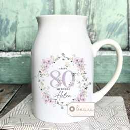 Personalised Gift Birthday Special Milestone 21 30 40 50 60 70 Any Age Floral Ceramic Small Vase Jug Mug Mum Friend Nanny - thumbnail 2
