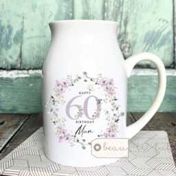 Personalised Gift Birthday Special Milestone 21 30 40 50 60 70 Any Age Floral Ceramic Small Vase Jug Mug Mum Friend Nanny - thumbnail 1