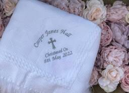 Personalised Baby Shawl Blanket Christening Baptism Naming Day Embroidered Gift