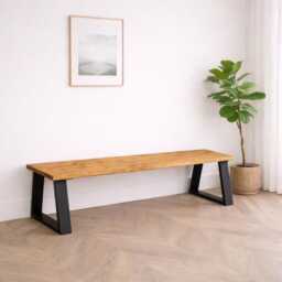 Reclaimed Wood Dining Table With Steel Trapezium Legs. - Matching Benches Available - thumbnail 3