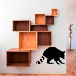 Racoon Vinyl Wall Art, Decal, Sticker, Transfer, Mural, Removable, Decor, Rent Friendly, Interior, Exterior, Full - 0601 - thumbnail 1