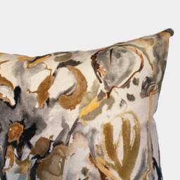 Expressive Watercolour Floral Velvet Cushion - Neutral - thumbnail 1