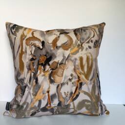 Expressive Watercolour Floral Velvet Cushion - Neutral - thumbnail 3