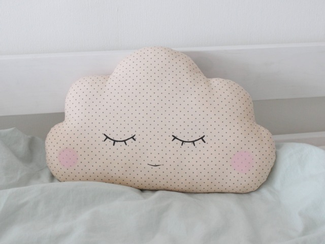 Light Peach Cloud Pillow For Nursery Decor, Polka Dot Baby Cushion Shower Gift Newborn Infant Boy Gender Neutral Girl Room Kids Teepee - image 1