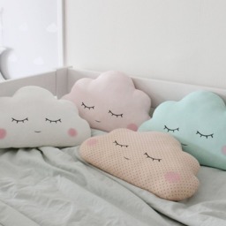 Light Peach Cloud Pillow For Nursery Decor, Polka Dot Baby Cushion Shower Gift Newborn Infant Boy Gender Neutral Girl Room Kids Teepee - thumbnail 3