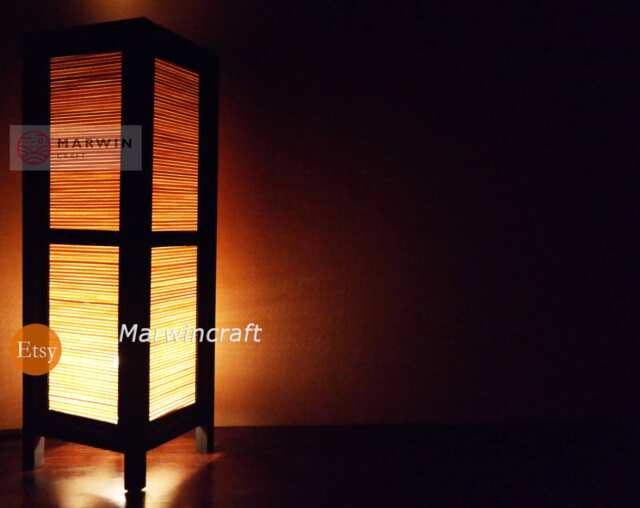 Limited Asian Oriental Craft Bamboo Japanese Lamp Zen Bedside Floor Table Paper Light Shades Bedroom Home Decor Room - image 1