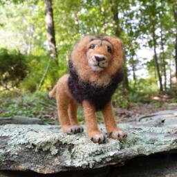Maliki The Lion, Needle Felted Animal Art Sculpture