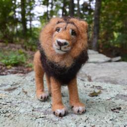 Maliki The Lion, Needle Felted Animal Art Sculpture - thumbnail 3