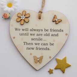 We Will Always Be Friends Until We Are Old & Senile Funny Wooden Gift Plaque With Butterflies - thumbnail 2
