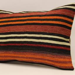 Vintage Turkish Kilim Lumbar Pillow Cover, Boho Throw - 14x20 In - thumbnail 3