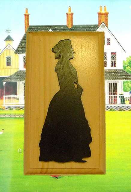 Colonial Era Woman Silhouette Handmade Wooden Plaque Wall Art Decor - image 1