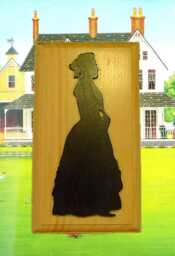 Colonial Era Woman Silhouette Handmade Wooden Plaque Wall Art Decor - thumbnail 1