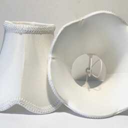 Full Frame Soft Back White Shantung Silk Scalloped Chandelier Or Sconce Shade. Bell Shape Clip On Shade With White Torpedo - thumbnail 3