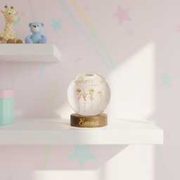 Personalized Mum's Garden Birth Flower Crystal Ball, Custom Mother's Day Night Light With Kids Names, 3D Engraved Floral Lamp, Grandma Gift - thumbnail 2