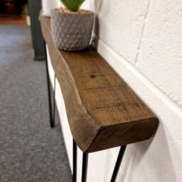 Live Edge Skinny Console Table Hairpin Legs Wooden Rustic Hallway UK 48 Hours Dispatch/48 Delivery Radiator Shelf - thumbnail 2