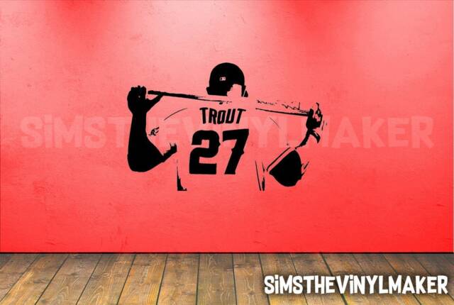 Baseball Decal - Mike Trout Decal Boys Bedroom Decor Player Vinyl Sticker Large Wall Art - image 1