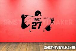 Baseball Decal - Mike Trout Decal Boys Bedroom Decor Player Vinyl Sticker Large Wall Art - thumbnail 1