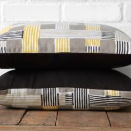 Grey, Yellow, Black Modern Print Lumbar Pillow - thumbnail 4