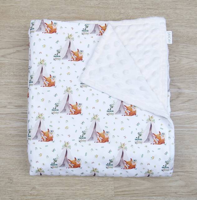 Baby Blanket With Teepee & Deer & Minky Back - image 1