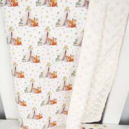 Baby Blanket With Teepee & Deer & Minky Back - thumbnail 2