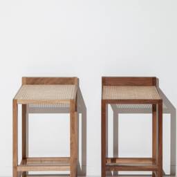 Alto Wooden Bar Stool - Walnut, Oak & Rattan Seat - thumbnail 2