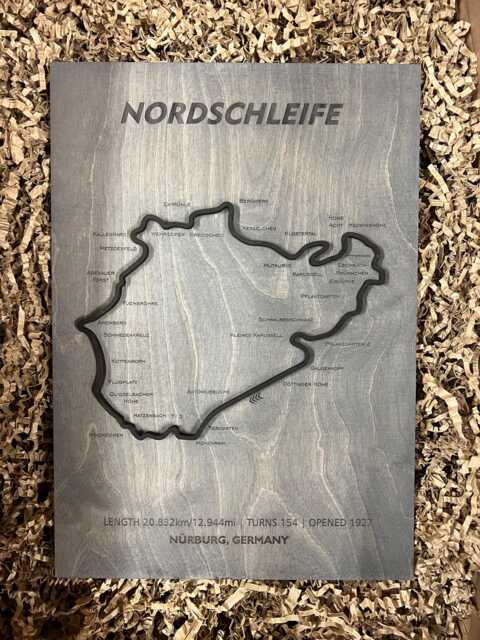 N??rburgring Nordschleife Tourist Lap Wall Art Made From Wood - A3 Size - 42x30cm Racing Track Decor - image 1