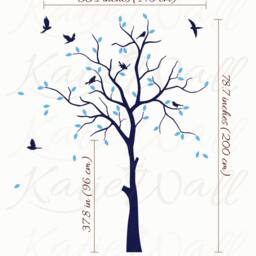 Nursery Tree Wall Decal - Whimsical Large Sticker Mural With Birds - thumbnail 2
