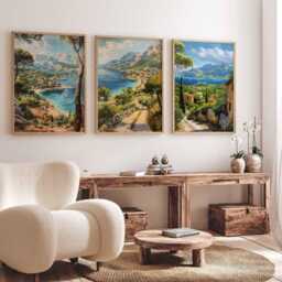 Set Of 3 Mallorca Travel Posters, Balearic Islands Wall Art, Beach Prints, Spain Decor, Palma De Poster, Coastal Print - thumbnail 2