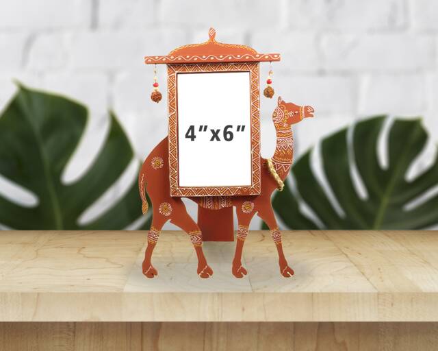 Camel Photo Frame Handcrafted Picture Wooden Gift Rajasthani Mandana Art Indian Home Decor - image 1
