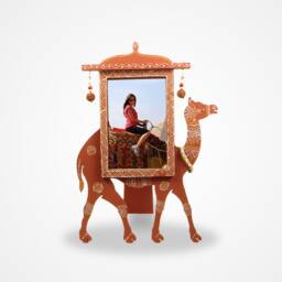 Camel Photo Frame Handcrafted Picture Wooden Gift Rajasthani Mandana Art Indian Home Decor - thumbnail 2