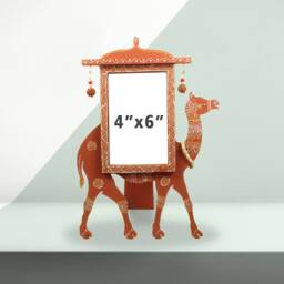 Camel Photo Frame Handcrafted Picture Wooden Gift Rajasthani Mandana Art Indian Home Decor - thumbnail 3
