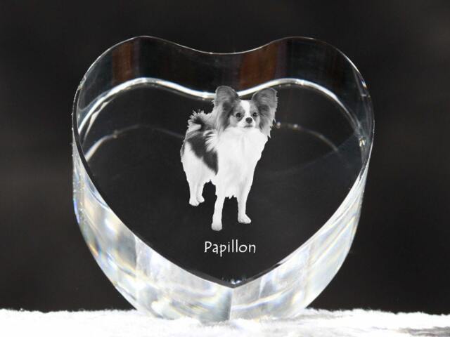 Papillon, Crystal Heart With Dog, Souvenir, Decoration, Limited Edition, Collection - image 1