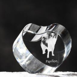 Papillon, Crystal Heart With Dog, Souvenir, Decoration, Limited Edition, Collection - thumbnail 3