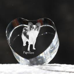 Papillon, Crystal Heart With Dog, Souvenir, Decoration, Limited Edition, Collection - thumbnail 2