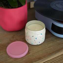 Hand Painted Candle, Glass Jar Soy Wax Scented Violet Candle - thumbnail 3