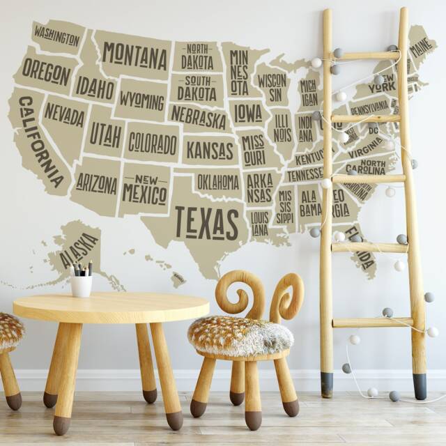 Wall Decal America Map Nursery Decor Usa Map Removable Vinyl United States Map Easy To Install - image 1