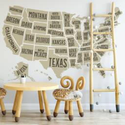 Wall Decal America Map Nursery Decor Usa Map Removable Vinyl United States Map Easy To Install - thumbnail 1