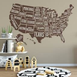 Wall Decal America Map Nursery Decor Usa Map Removable Vinyl United States Map Easy To Install - thumbnail 3