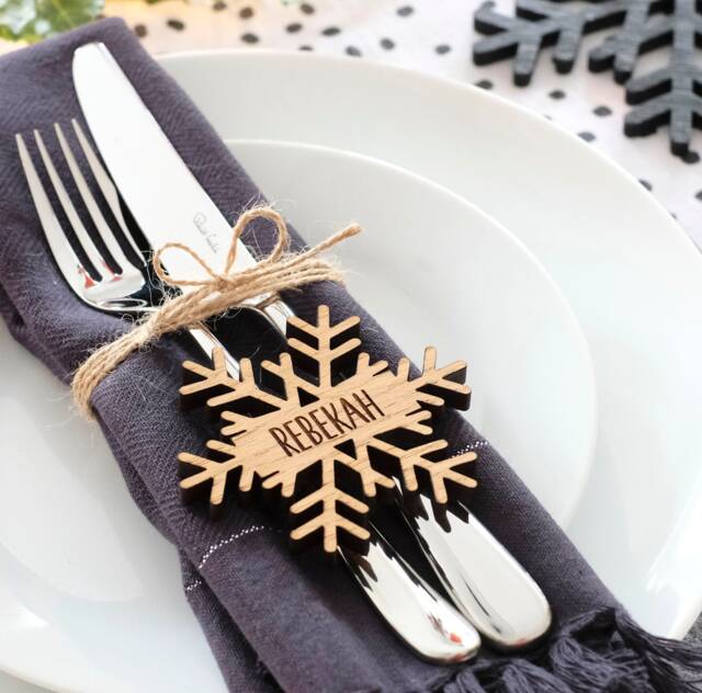 Christmas Personalised Snowflake Place Names Decorations - image 1
