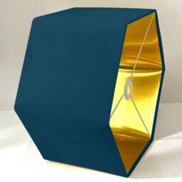 New Luxury Premium Quality Pacific Blue Hexagon Velvet Lamp Shade Pendant Light With Metallic Lining - thumbnail 2