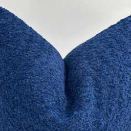 Navy Blue Boucle Pillow Cover, Cotton Wool Cushion, Boho Throw - thumbnail 3