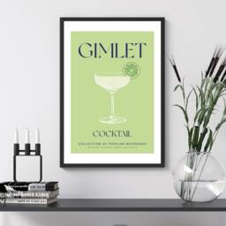Gimlet Cocktail Art Print Poster - Party Signature Drink Sign Trendy Wall Decor Minimalist Elegant Retro Gift A5 A4 A3 - thumbnail 2
