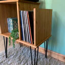 Record Player Stand Handcrafted Turntable Cabinet With Vinyl Storage, Holder & Lp Storage Unit Customised Sizes/Colours - thumbnail 3