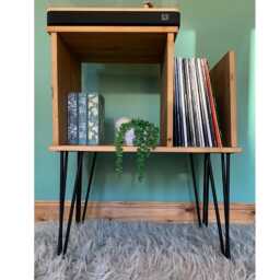 Record Player Stand Handcrafted Turntable Cabinet With Vinyl Storage, Holder & Lp Storage Unit Customised Sizes/Colours - thumbnail 2