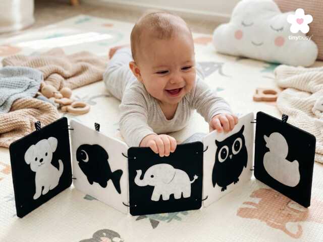 High Contrast Baby Animal Felt Cards Newborn Visual Stimulation - image 1