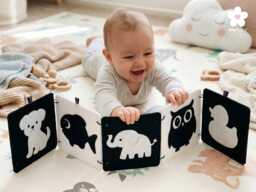 High Contrast Baby Animal Felt Cards Newborn Visual Stimulation